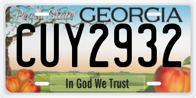 GA license plate CUY2932