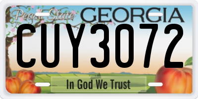 GA license plate CUY3072