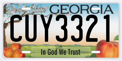 GA license plate CUY3321