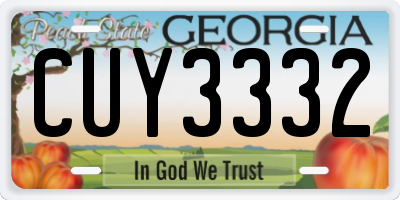 GA license plate CUY3332