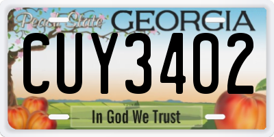 GA license plate CUY3402