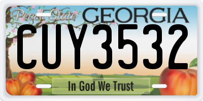 GA license plate CUY3532