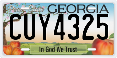 GA license plate CUY4325