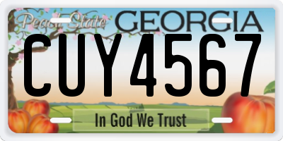 GA license plate CUY4567