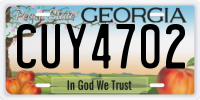 GA license plate CUY4702