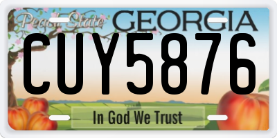 GA license plate CUY5876