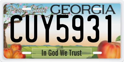 GA license plate CUY5931