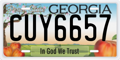 GA license plate CUY6657