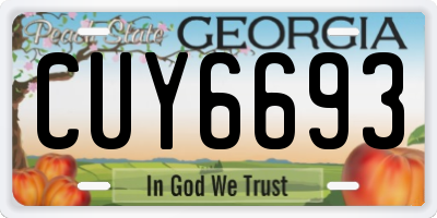 GA license plate CUY6693