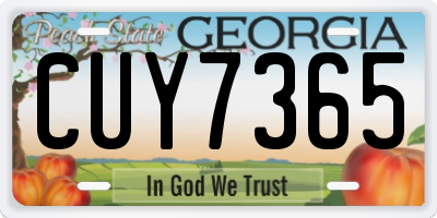 GA license plate CUY7365