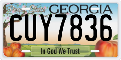 GA license plate CUY7836