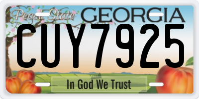 GA license plate CUY7925