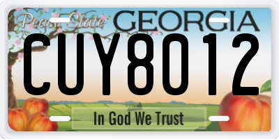 GA license plate CUY8012