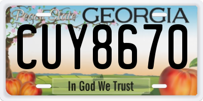 GA license plate CUY8670