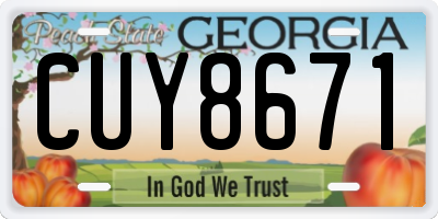 GA license plate CUY8671