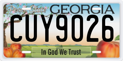 GA license plate CUY9026