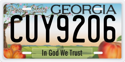 GA license plate CUY9206