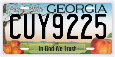 GA license plate CUY9225