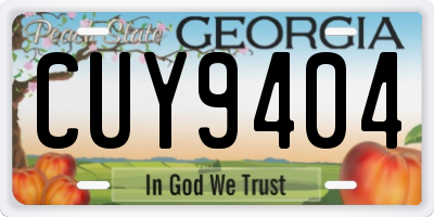 GA license plate CUY9404