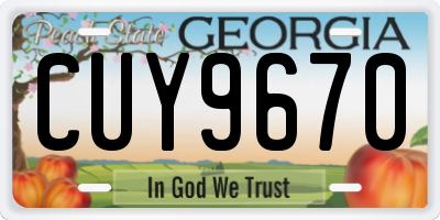 GA license plate CUY9670