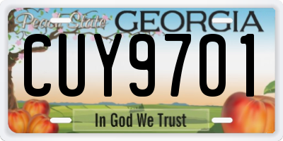 GA license plate CUY9701