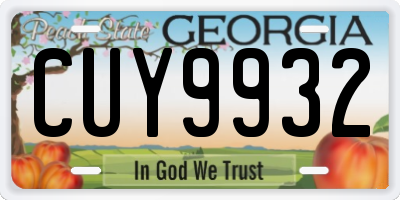 GA license plate CUY9932