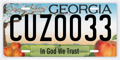 GA license plate CUZ0033