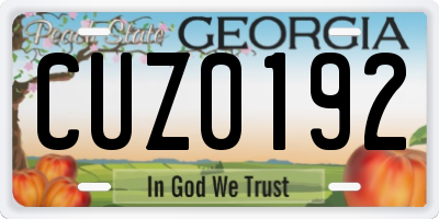 GA license plate CUZ0192