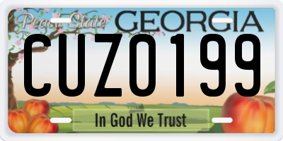 GA license plate CUZ0199