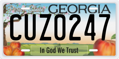 GA license plate CUZ0247