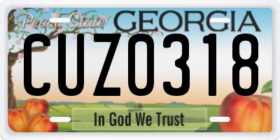 GA license plate CUZ0318