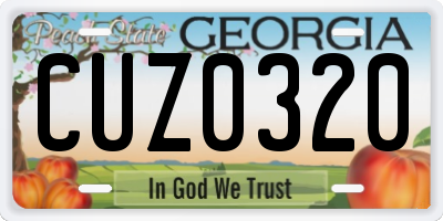 GA license plate CUZ0320