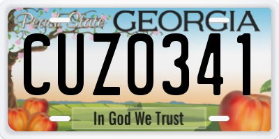 GA license plate CUZ0341