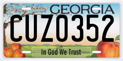 GA license plate CUZ0352