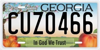 GA license plate CUZ0466