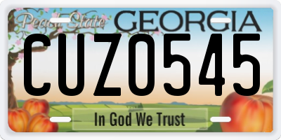 GA license plate CUZ0545
