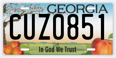 GA license plate CUZ0851