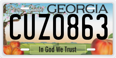 GA license plate CUZ0863