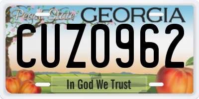 GA license plate CUZ0962