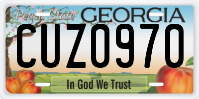 GA license plate CUZ0970