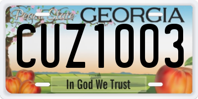 GA license plate CUZ1003