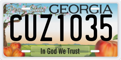 GA license plate CUZ1035