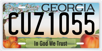 GA license plate CUZ1055