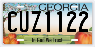 GA license plate CUZ1122