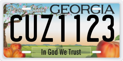 GA license plate CUZ1123