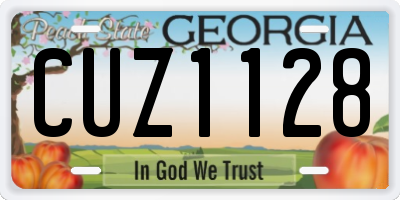 GA license plate CUZ1128