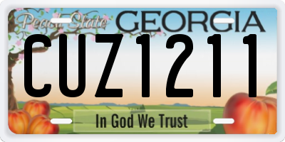 GA license plate CUZ1211