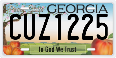 GA license plate CUZ1225