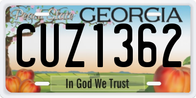GA license plate CUZ1362