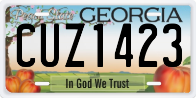 GA license plate CUZ1423